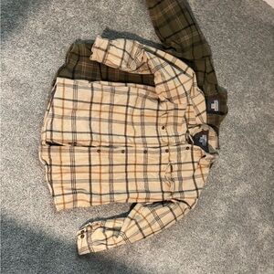 Carhartt 2x Green and Tan Plaid thermal button down shirts - men’s medium